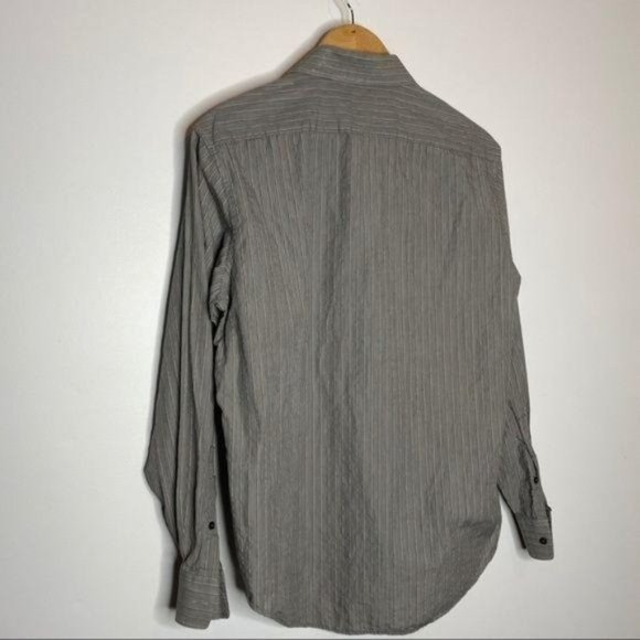 Y2K DKNY Slim Fit Button Down Blouse striped gray - Picture 9 of 12